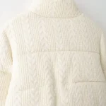 Women’s Winter Cotton Padded Stand Collar Knitted Short Jacket photo review