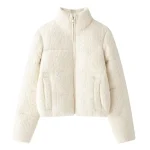 Women’s Winter Cotton Padded Stand Collar Knitted Short Jacket photo review