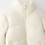 Women’s Winter Cotton Padded Stand Collar Knitted Short Jacket photo review