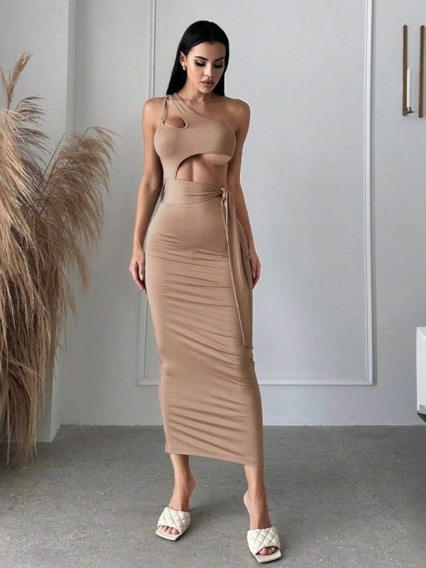 Sexy Diagonal Collar Strapless High Waist Dress - Spring/Summer - Image 2