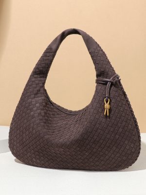 Woven Dumpling Handbag Soft Leather Office Underarm Bag Autumn Winter Retro Suede