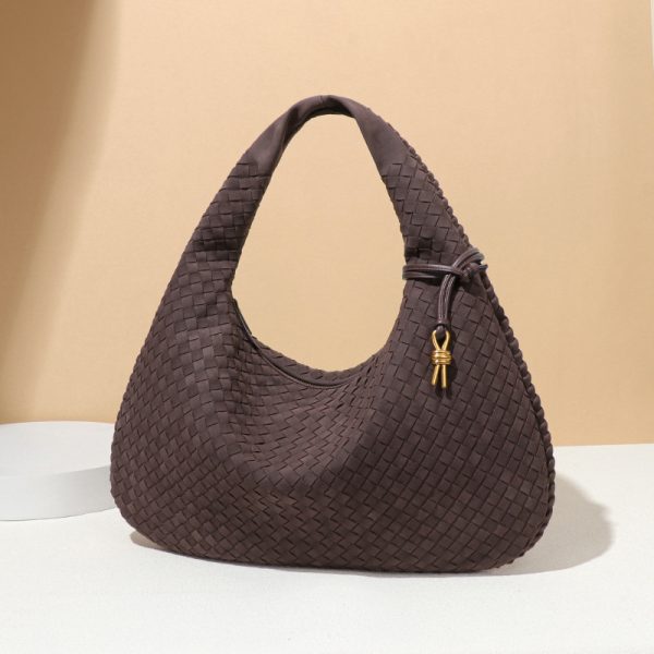 Woven Dumpling Handbag Soft Leather Office Underarm Bag Autumn Winter Retro Suede