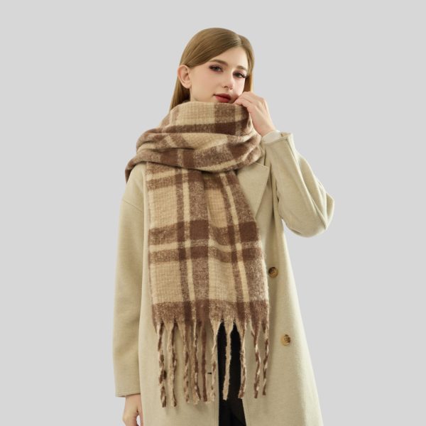 High-Grade Mohair Plaid Scarf for Women - Image 3