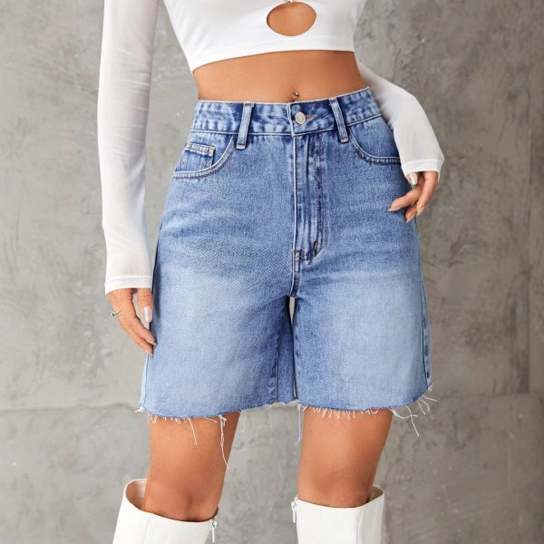 Casual High-Waist Denim Shorts for Women