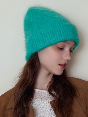 Women’s Mohair Blended Autumn Winter Knitted Woolen Beanie Hat