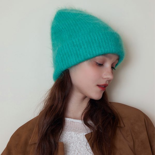 Women’s Mohair Blended Autumn Winter Knitted Woolen Beanie Hat