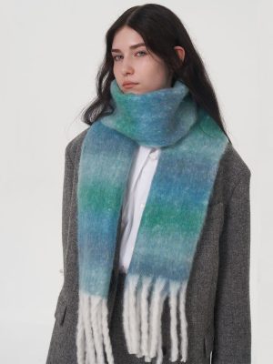 Thick Retro Gradient Wool Blended Scarf for Women – Autumn & Winter