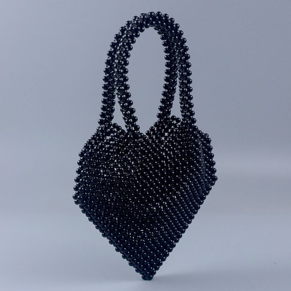 Multi-Color Pearl Peach Heart Hand-Woven Handbag for Women - Image 2