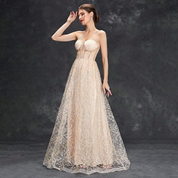 Women’s Champagne Tube Top Maxi Dress - Image 3