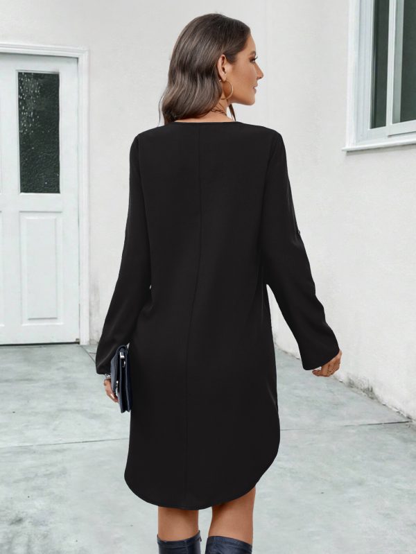 Long Sleeve Zipper Shirt Dress for Women - Image 3