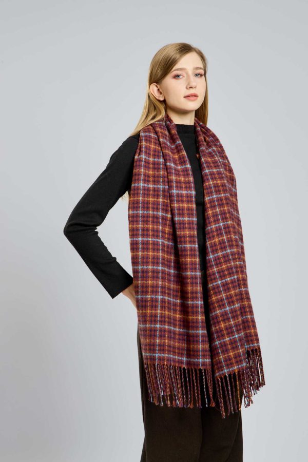 Women’s Cashmere Plaid Tassel Scarf - Image 3