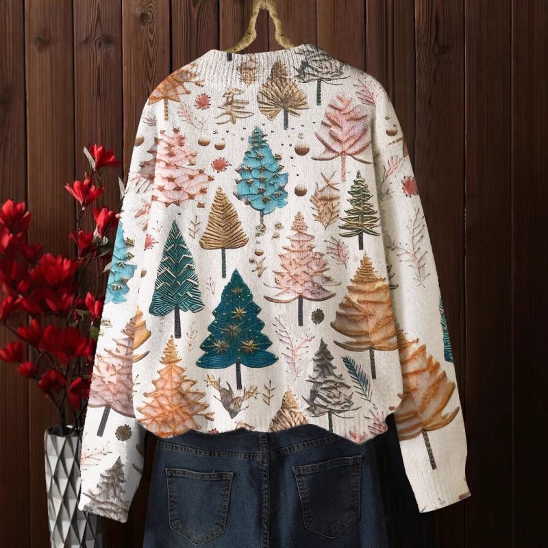 Printed Pullover Crew Neck Sweater – Casual Loose Fit for Autumn & Winter - Image 2