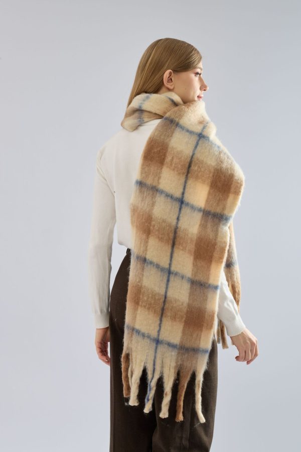 British College Plaid Mohair Scarf - Long & Warm Winter Accessory - Image 3