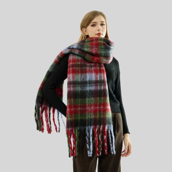 Contrast Color Tassel Scarf for Women - Thickened Warm Autumn Winter Shawl - Image 4