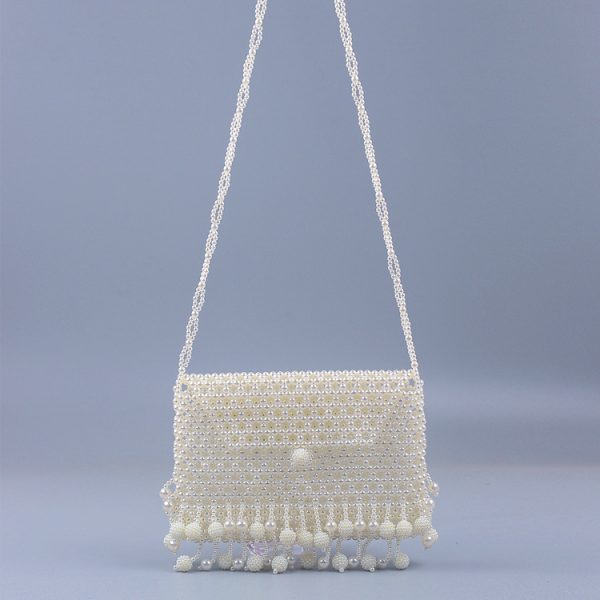 Pearl Beaded Hollow Bayberry Tassel Shoulder Messenger Bag