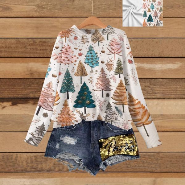 Printed Pullover Crew Neck Sweater – Casual Loose Fit for Autumn & Winter - Image 4