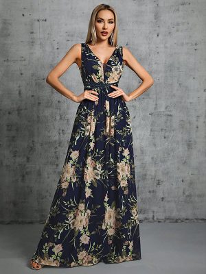 Sexy Deep V Plunge Neck Backless Graceful Formal Dress for Cocktail Party & Prom