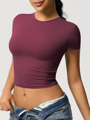 Casual Tight Quick-Drying Workout Top, Short Sleeve Yoga T-Shirt