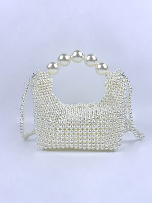 Luxury Hand-Woven Large Pearl Shoulder Tote for Women