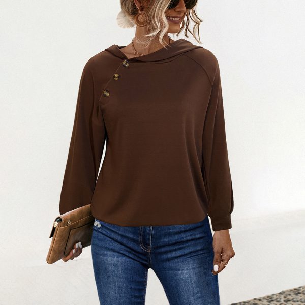 Buckle Hooded Long Sleeve Sweatshirt for Women – Fall Fashion - Image 3