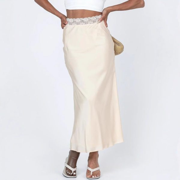 Women’s Lace Waist Satin Skirt - Image 3