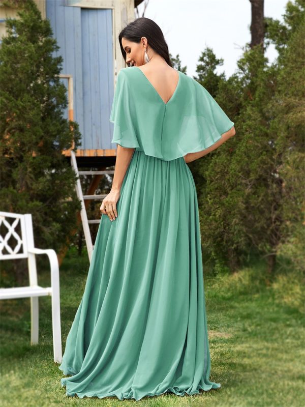 Women’s Green Chiffon Evening Dress - Image 2