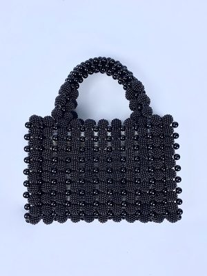 Elegant Waxberry Pearl Beaded Handwoven Square Dinner Bag