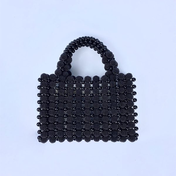 Elegant Waxberry Pearl Beaded Handwoven Square Dinner Bag