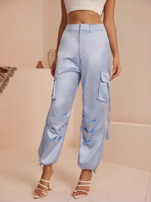 Women’s Three-Dimensional Pocket Tight Waist Trousers