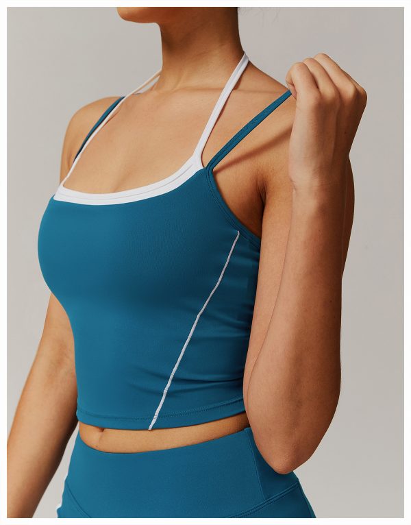 Faux Two-Piece Halter Beauty Back Yoga Vest - Image 3