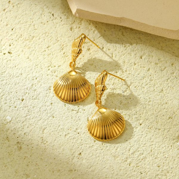 Ocean Conch Scallop Titanium Steel Earrings - Image 2