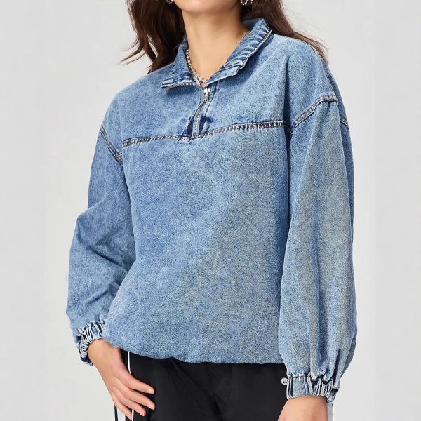 Women’s Loose Pullover Casual Denim Top for Everyday Wear - Image 4