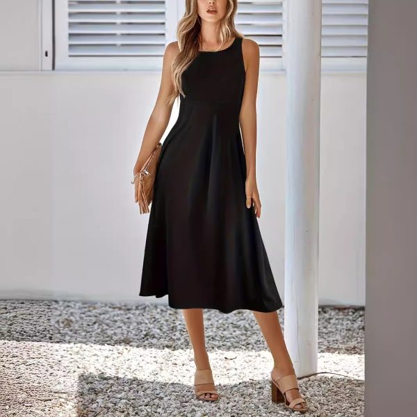 Solid Color Sleeveless Sexy Slim Fit Dress for Women - Image 4