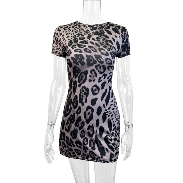 Leopard Print Sheath Slim Fit Sexy Dress for Women - Image 4