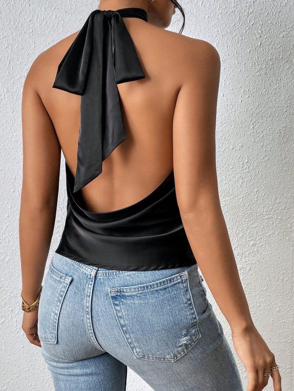 Spring Summer Women’s Sexy Halter Backless Tank Top with Beautiful Back Design - Image 3