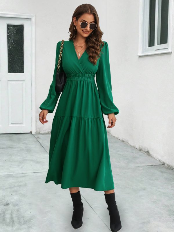 V-Neck Long Sleeve Dress for Women – Stylish Casual Dress - Image 3