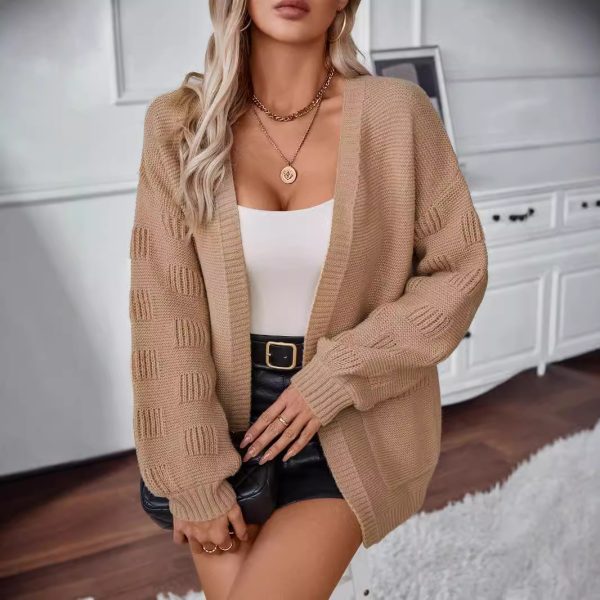 Solid Color Pocket Knitted Cardigan for Women