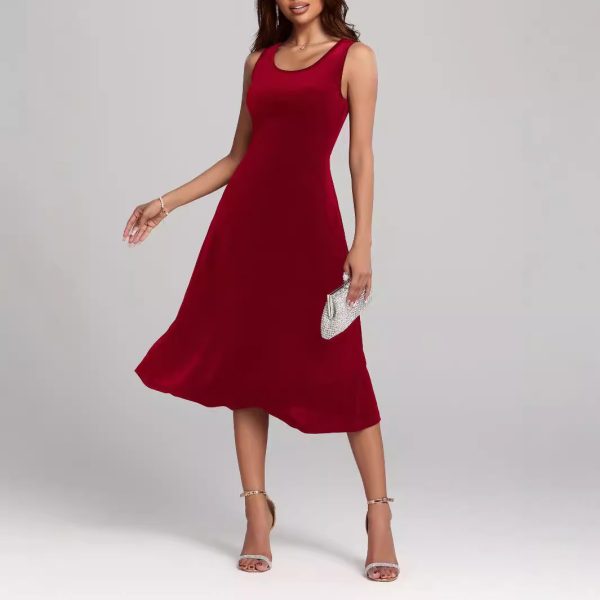 Autumn Winter Mid-Length Sexy Slimming Pleuche Dress for Women