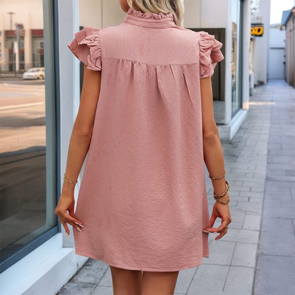 Women’s Summer Solid Color Ruffle Dress - Image 4