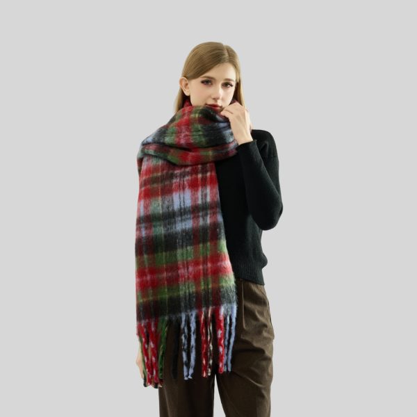 Contrast Color Tassel Scarf for Women - Thickened Warm Autumn Winter Shawl - Image 2