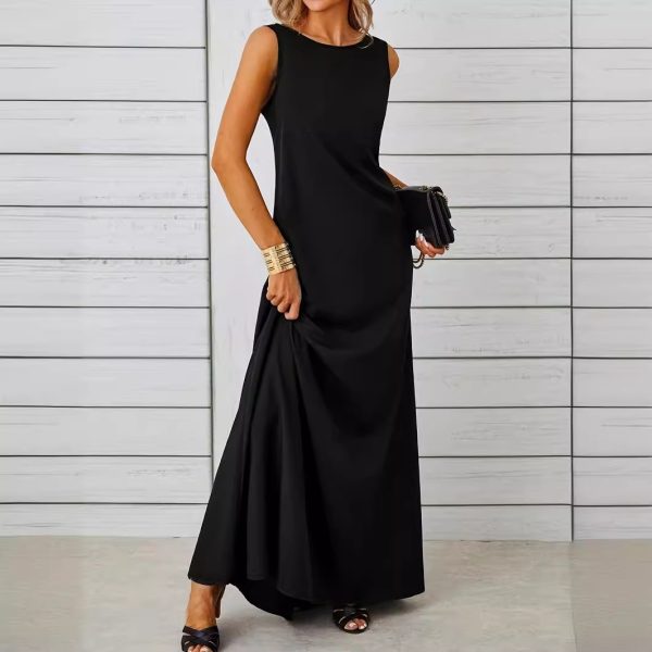 Wal-Mart Spring Summer Sexy High Elastic Solid Color Plus Size Dress for Women