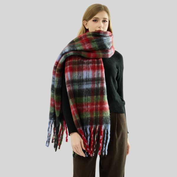 Contrast Color Tassel Scarf for Women - Thickened Warm Autumn Winter Shawl - Image 3