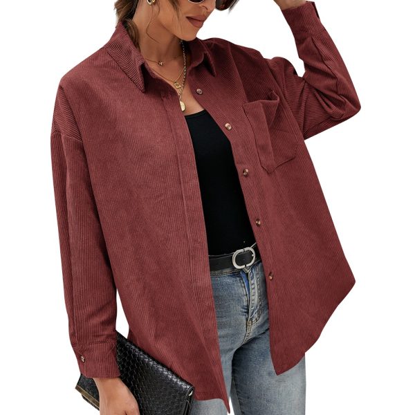 Autumn Winter Women’s Oversized Corduroy Loose Casual Shirt - Image 4