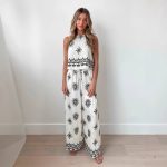 Sexy Print Sling Wide Leg Set - Women's Fashion