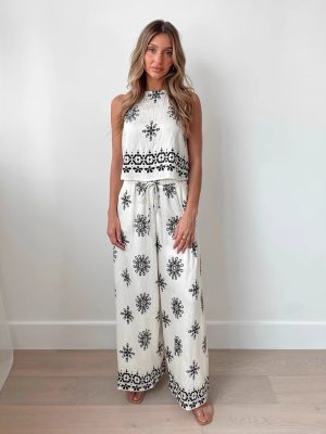 Sexy Print Sling Wide Leg Set – Women’s Fashion