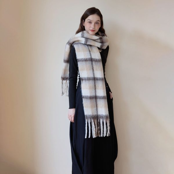 Thickened Cashmere Plaid Scarf for Women - Winter Tassel Shawl - Image 4