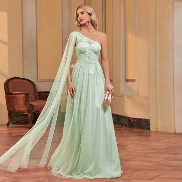 Applique Chiffon Fishtail Maxi Dress - Bridesmaid Gown - Image 2