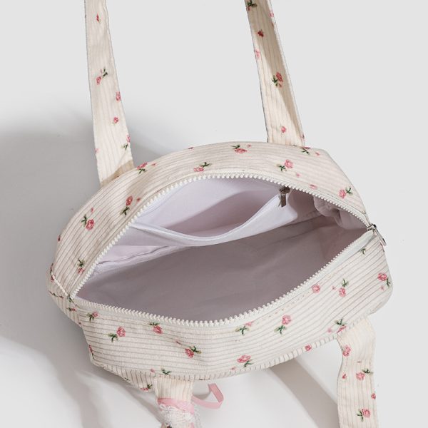 Portable Pillow Bag, Korean-Inspired Small Floral Boston Handbag - Image 2