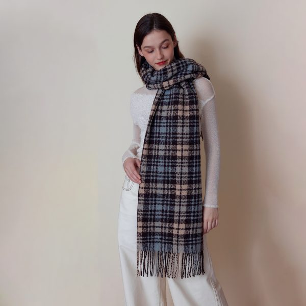 Korean British-Inspired Cashmere-Like Plaid Scarf for Women - Winter Shawl - Image 3