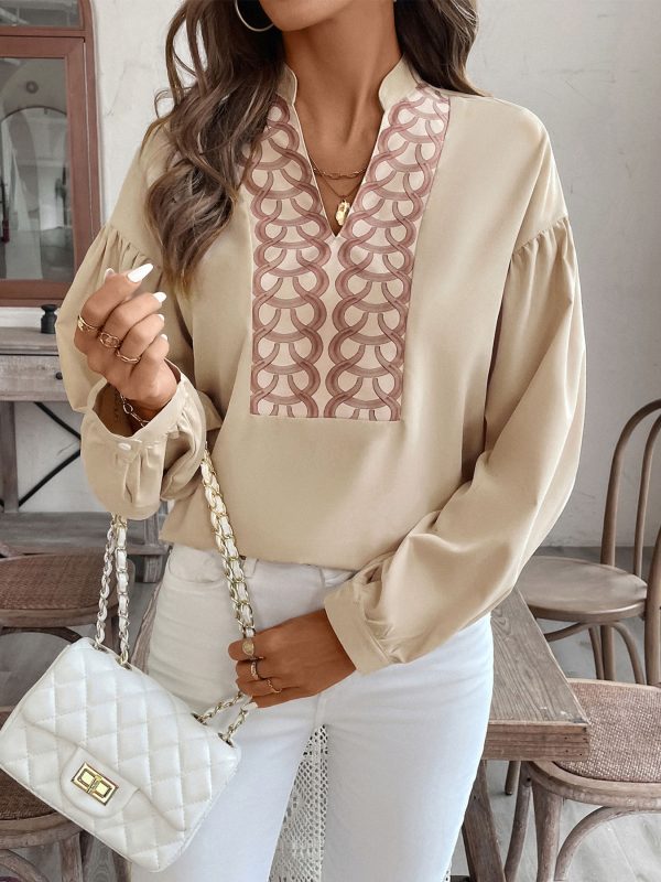 Women’s Elegant Long Sleeve Stand Collar Ethnic Shirt - Image 2